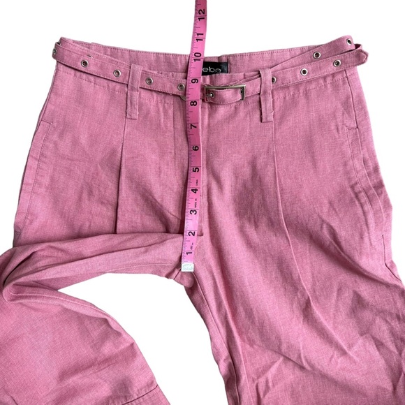 Bebe Women's Pink Andrea Plated Capri with Belt Pant Size: 0 New! - Picture 7 of 9